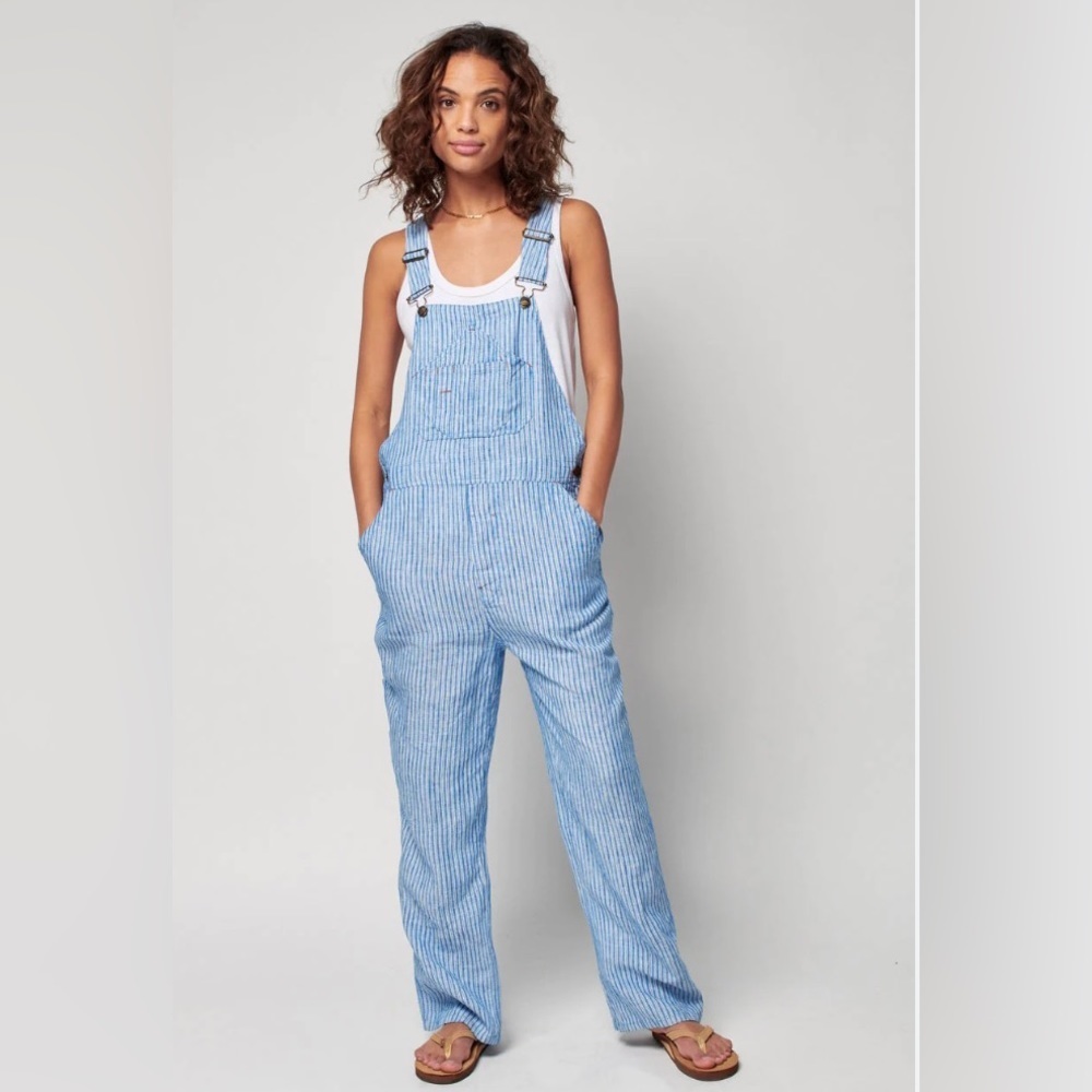 Faherty Linen Mechanic Overall Railroad Stripe